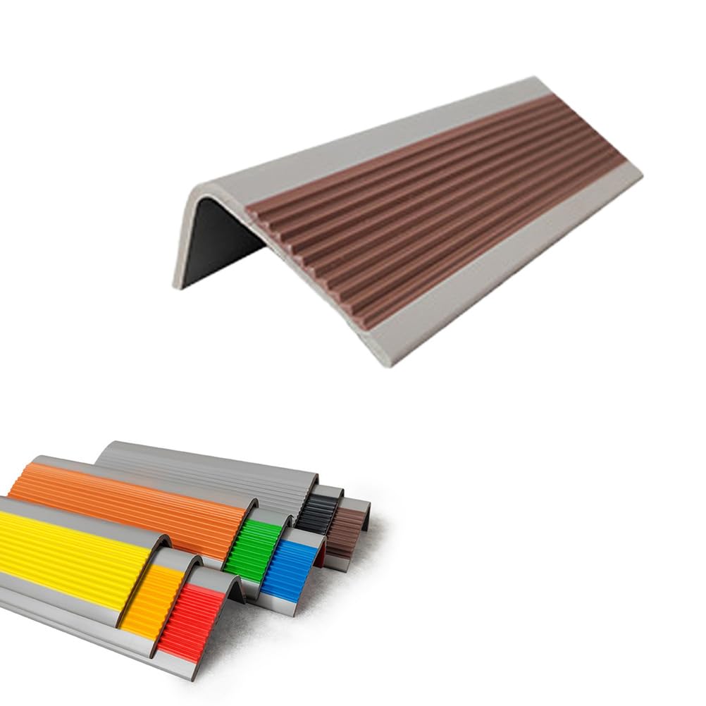 Peldaños de goma autoadhesivos color gris de 1,5m para escaleras