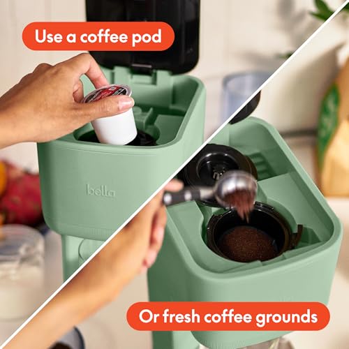 Image of bella Single Serve Coffee Maker, K Cup & Coffee Ground Compatible, Seaglass