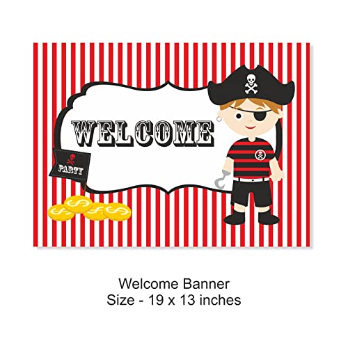 Image of Pretty Ur Party Pirate Party Decorations Kit - 80 pcs Includes Banner, Balloons, Thank You, Centerpiece, danglers, Party Supplies, Pirate Birthday Decor, DIY Pack for Girls Boys Kids