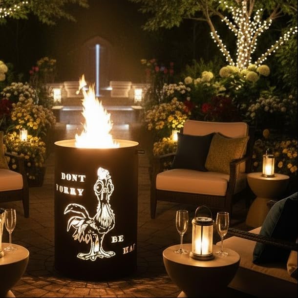 TiKo-Design Feuertonne mit Huhn Motiv – Lagerfeuertonne ‘Dont Worry -...