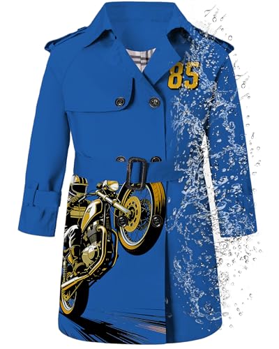 Image of Betusline Boys Waterproof Trench Coat Double Breasted Classic Belted Outwear Jacket Dress Coats