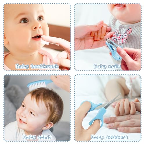GLOSKIN Trousse de Soin Bebe Naissance,Ensemble de 13 Pièces,Kit Soin Bebe,Équipé de Set Manucure Bebe,de Peignes et D'autres Ensembles de Soins de Sécurité pour Bébé,Baby Daily Care Essentials (Bleu) – Image 6