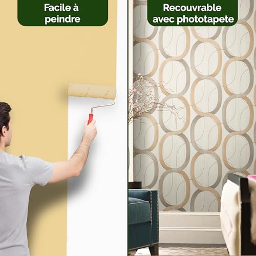 Papier peint intissé économe en énergie et sous-couche murale blanche
