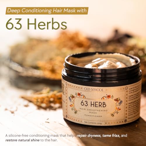 Image of Old School Rituals 63-Herb Hair Smoothening Mask (Conditioner) | Deep Conditioning for Frizz Control | Silicone Paraben Sulphate Free | Natural Hair Mask for Dry Damaged Hair Men & Women | 200gms