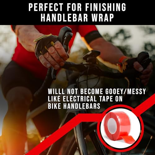 Domain Cycling - Bike Handlebar Tape - Self-Fusing Silicone Waterproofing Tape - 10 Ft Roll of Self-Bonding Handlebar Tape for Road Bike Repair Griptape Black - Handlebar Finishing Tape for Road Bike