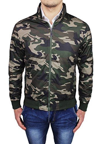 vestibilità aderente Evoga Giacca giubbotto uomo casual giubbino trench impermeabile primavera estate bomber (L, Militare Mimetico)