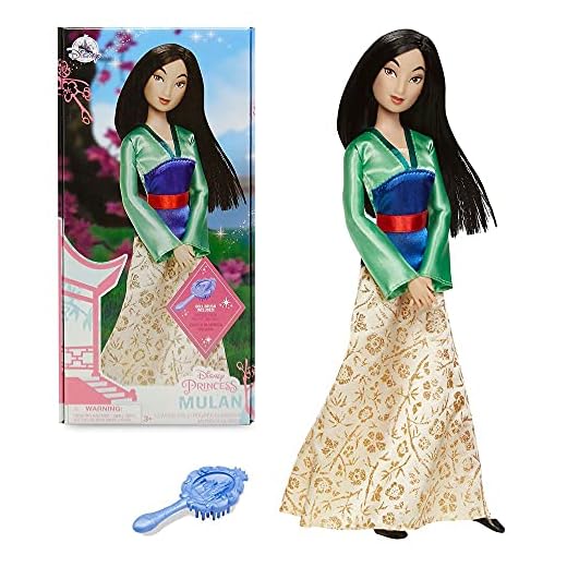 Disney Store Official Mulan Classic Doll for Kids, 11 ½ Inches, Includes Brush with Molded Details, Fully Posable Toy in Satin Dress - Suitable for Ages 3+