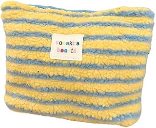 Bonita bolsa de maquillaje a rayas de forro p...