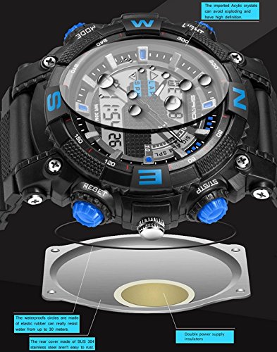 Montre quartz numérique double mouvement LULI lisible la nuit avec alarme pour homme pressé - 6