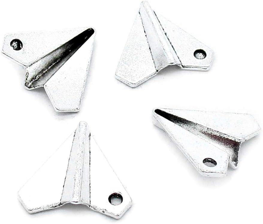 550 Pieces Antique Silver Tone Jewelry Charms Suppliers Arts Crafts Making Beading Findings Crafting B4VA8A Paper Aircraft Airplane Spaceship