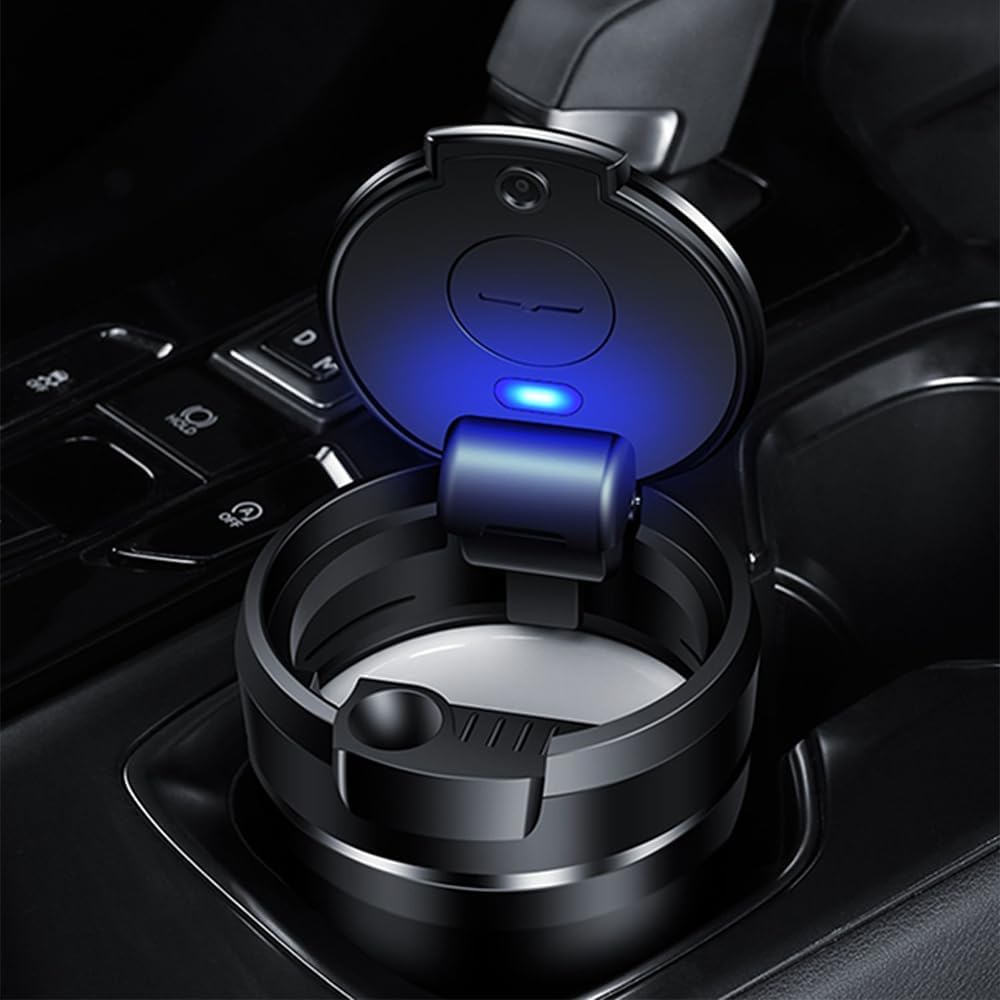 Car Ashtray for Smart #1 Multifunctional Portable Trash Can Dustproof Ashtray Smokeless Cigarette Holder Interior Accessories,Gold-12 * 8cm
