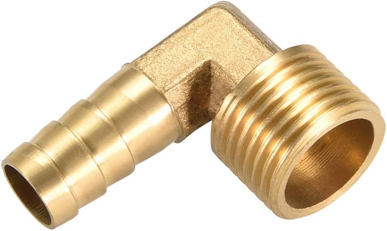 uxcell Brass Barb Hose Fitting, 90 Degree Elbow 12mm Barbed to 1/2G Male Pipe Adapter Connector 2pcs