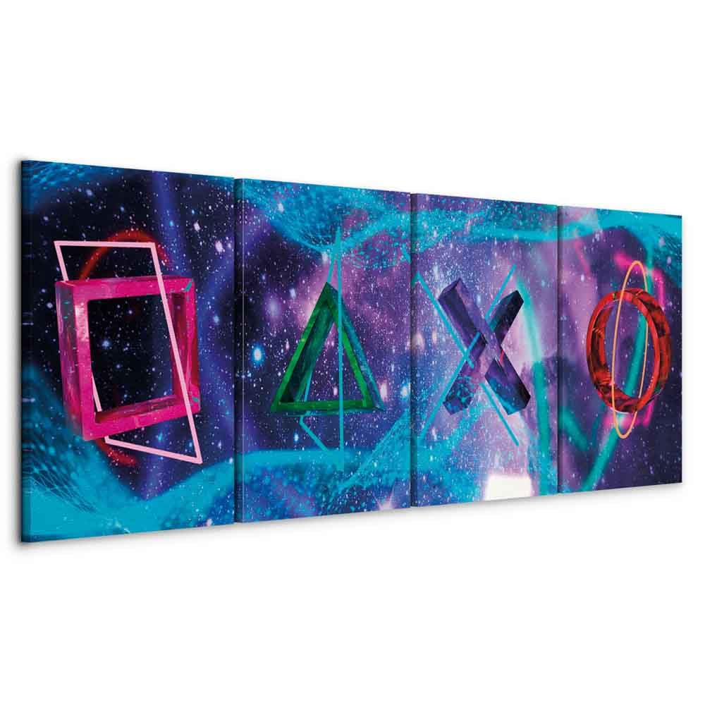 murando - Leinwandbild Gamingzimmer Gaming, 240x90 cm, 4-teilig, Wohnzimmer | Hochwertige Leinwand, sofort aufhängbar, ideal fürs Wohn- oder Schlafzimmer, wasserfest und lichtecht, langlebig, stilvoll