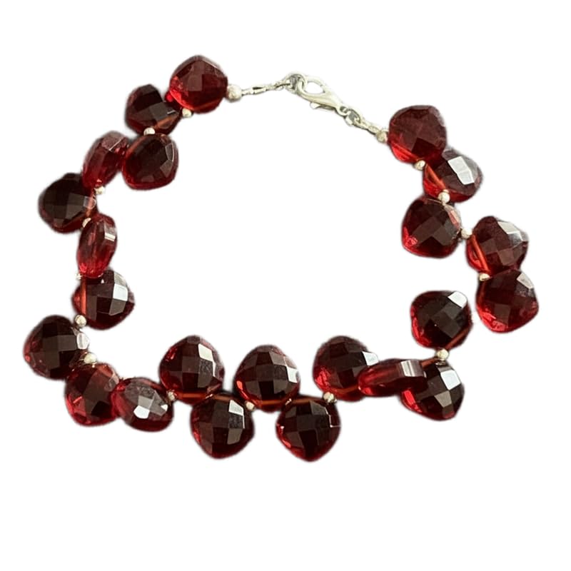 Grenat naturel rouge en bracelet maillons coussin facetté pour sublimer vos tenues