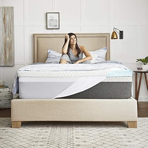 Sealy 3" SealyChill Gel Memory Foam Mattress Topper, King, White Cover