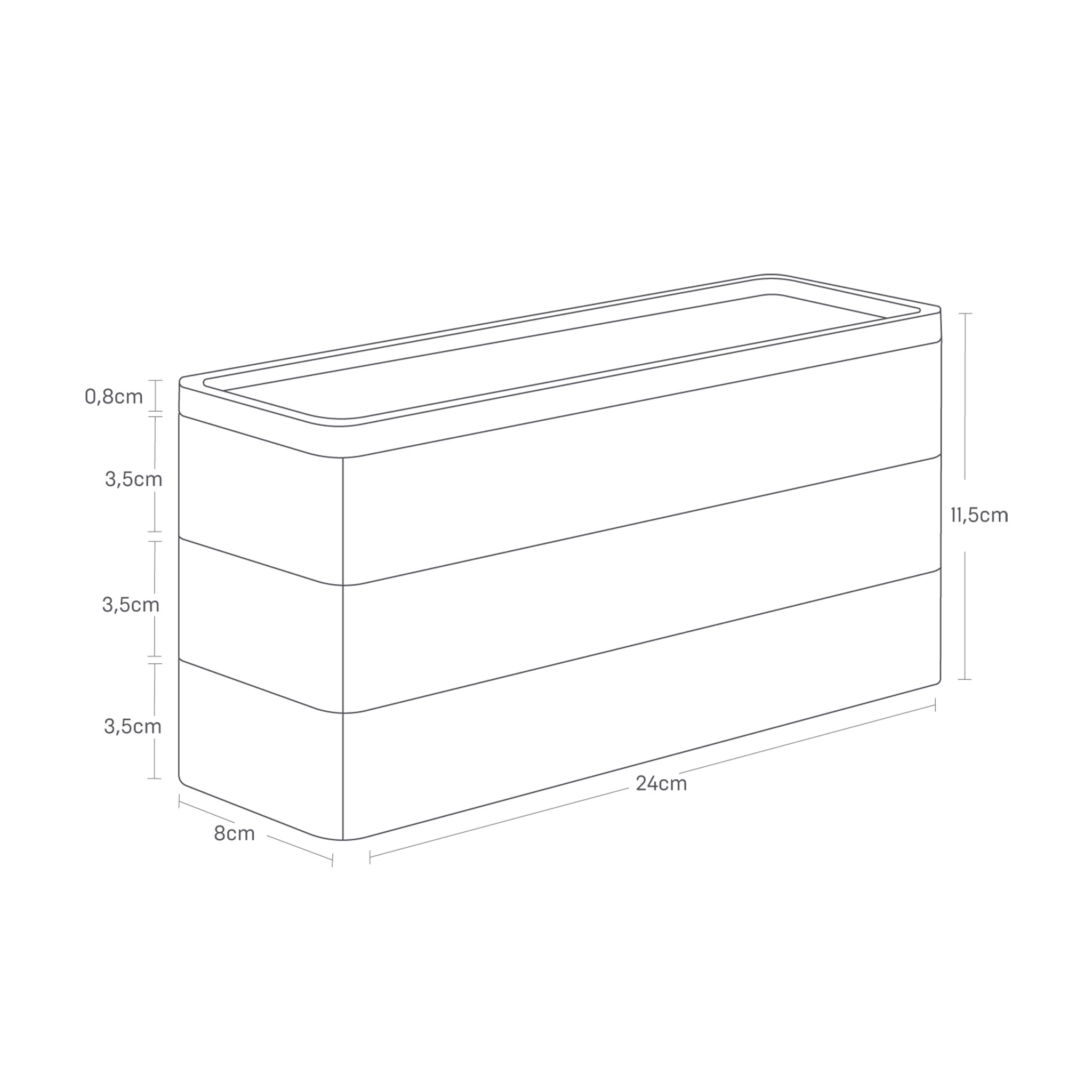 YAMAZAKI 5811 RIN 3Tiered Slim Accessory Case with Lid, white, ABS Resin/Wood, 24 x 8 x 11.5 cm