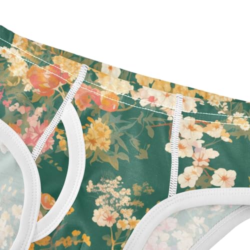 KLL Colourful Small Liberty Blooming on Green Background Toddler Boys' Comfort Training Underwear Breathable Undies4