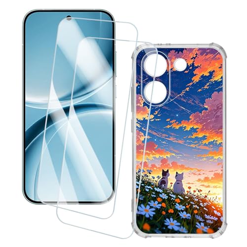 OAGELIM 2�Z�b�g �X�N���[���v���e�N�^�[ + �P�[�X Xiaomi Poco X8 Pro 5G (6.59 �C���`) �Ƃ̌݊������� �A�[�e�B�X�e�B�b�N�J�X�^���v�����g�J�o�[�Ƌ����K���X�t�B���� �X�N���b�`�h�~ (�L)