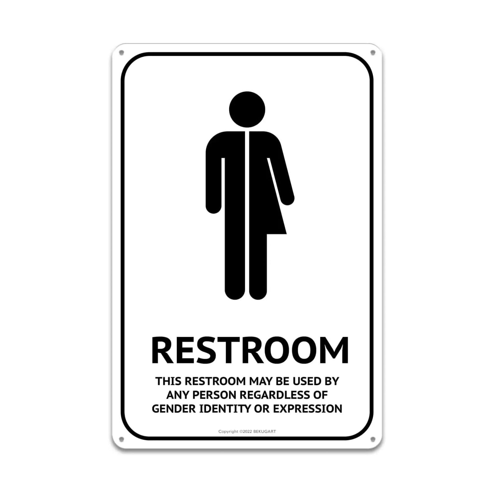 Toilet Sign Funny All Gender Restroom Sign - Metal For Bathroom Work House Signs Transgender(14x20cm)
