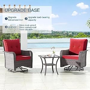 Kullavik 3 Pieces Patio Furniture Set,Outdoor Swivel Rocking Chairs Porch Furniture Patio Rattan Chairs with Table Kullavik 3 Pieces Patio Furniture SetOutdoor Swivel Rocking Chairs Porch Furniture Patio Rattan Chairs with Table