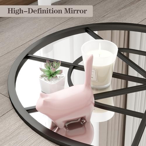 Image of Dewfig Arched Windowpane Floor Mirror, 65 inchx 22 inch Full Length Mirror, Black