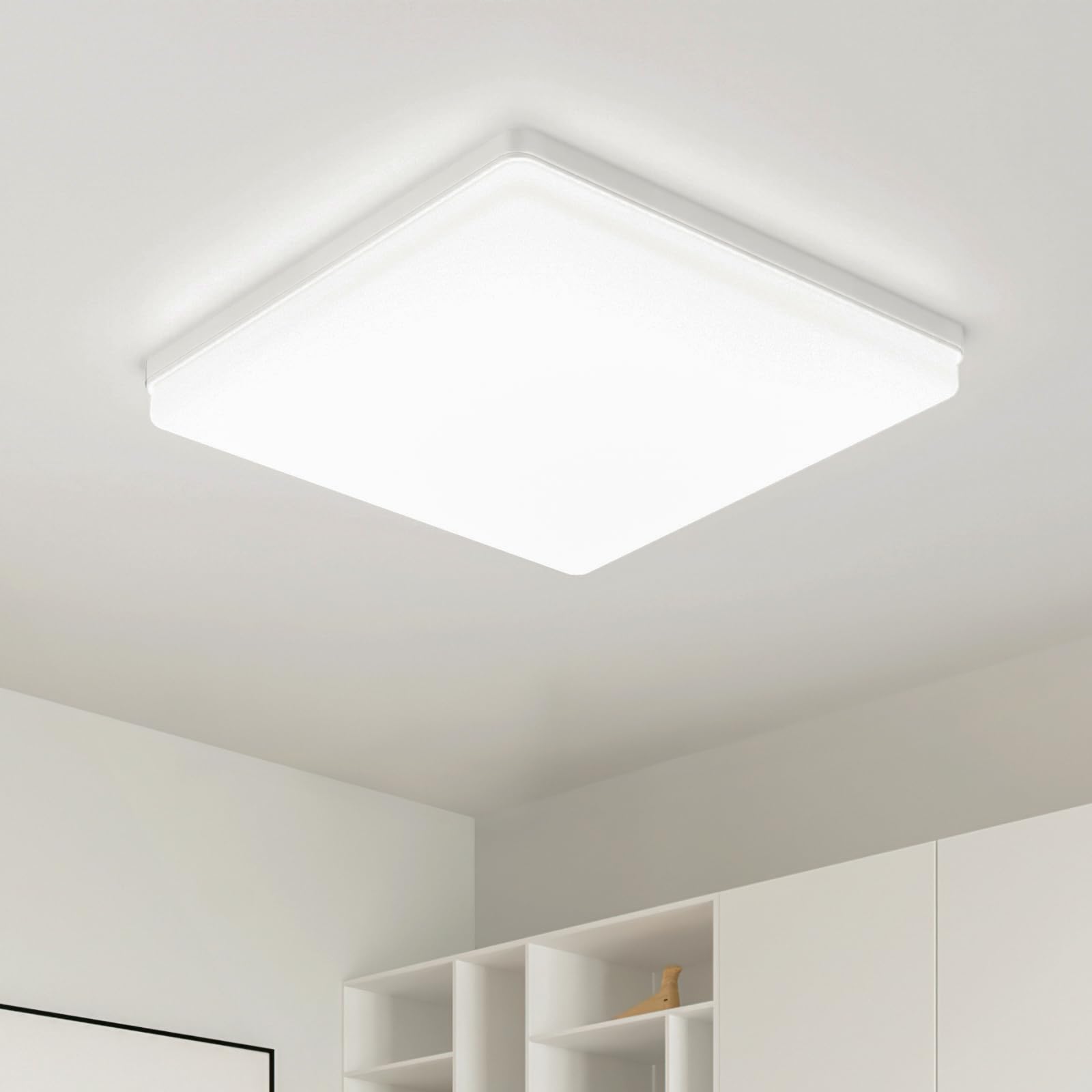 Kuwork LED Ceiling Light 48 W: 30 x 30 cm 4000 K Modern LED Ceiling Light, 4800 lm LED Ceiling Light for Bedroom, Bathroom, Kitchen, Living Room, Balcony, Square, White