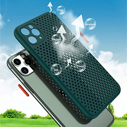 Image of Heat Dissipation Cover for iPhone, Ultra Slim Breathable Hollow Design, Full Camera Lens Protection Shockproof TPU Cooling Case (Mint Green,iPhone 15)