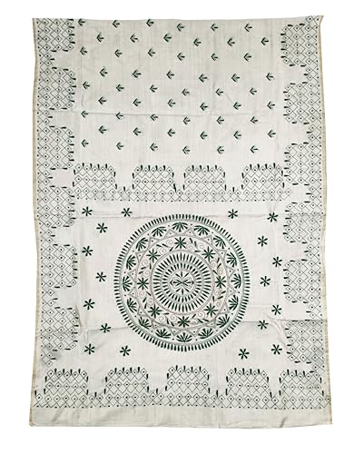 Image of SHRISTI CLOTHINGS Women's Hand Embroidered Cotton Silk Kantha Stitch Saree with Blouse Piece (SB420324 TWD79)