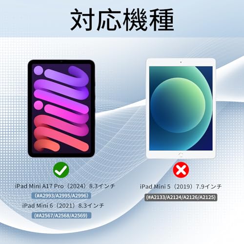 zoyu iPad mini7 ケース (A17 Pro 第7世代 2024) iPad mini6 ケース (第6世代 2021) クリア透明バックカバー 縦置き/横置きスタンド 取り外し可能 分離式 ペンシル収納可能 耐衝撃 軽量 薄型 三つ折り ワイヤレス充電 オートスリープ/ウェイク PC/TPU (グレー)