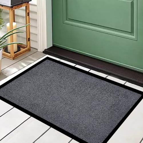 Trendy Realm Washable Rubber Doormat – Outdoor & Indoor Heavy Duty Non-Slip Doormat for Kitchen Garden, Inside & Outside Floor Mats, Waterproof and Dirt Trapper Entrance Doormats (Grey, 60x90 cm)