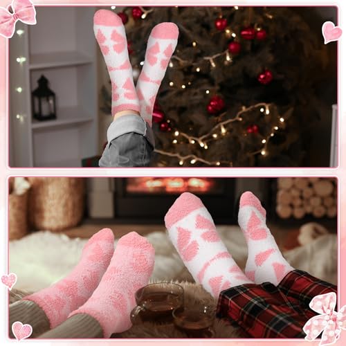 Image of Skicuff 6 Pairs Women Fuzzy Socks Bulk Slipper Warm Sleeping Crew Socks for Women Men Microfiber Soft Holiday Teacher Gifts