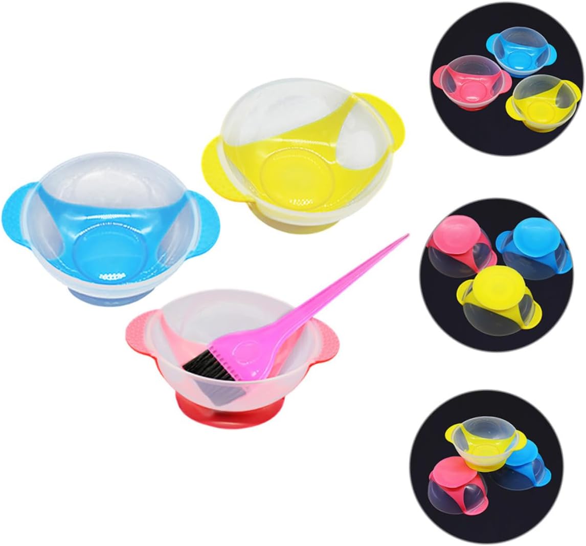 Ipetboom 1Set Hair Dyeing Bowl with Mixing Brush Color Mixing Bowls and Hair Color Brush for Salon and Home Use Durable Hair Coloring Tools