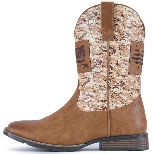 IUV Cowboy Boots For Men Square Toe Western Boot Durable Classic Fashionable Embroidered Pull On Slip Resistant Boots2