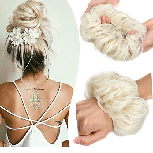 Chignon Postiche (Crocchia) Blonde Dorée - Synthétique, Ondulé, Taille Moyenne - Ref 22/24b