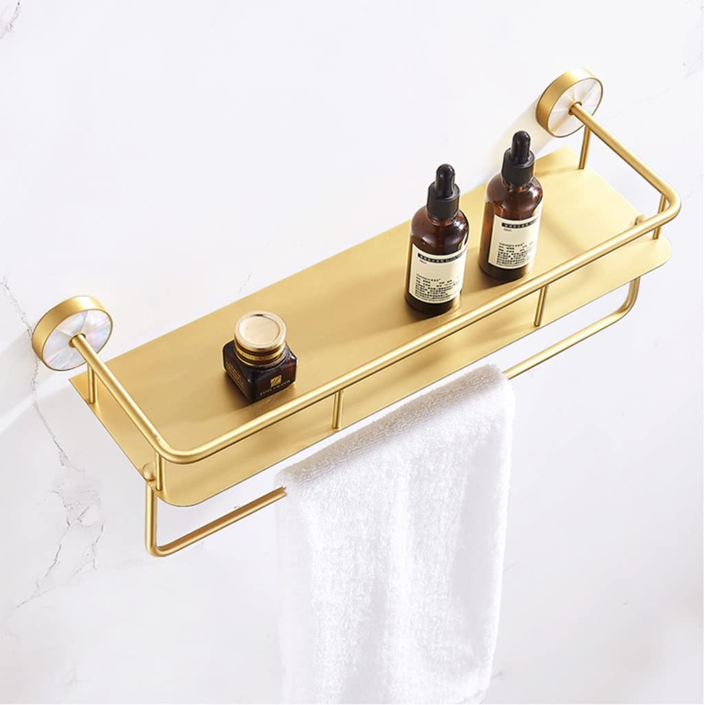 Shower Caddy Luxury Shell Towel Rack Free Perforated Brass Wall Hanging Bathroom Gold Towel Bar Bathroom Hardware Bathroom