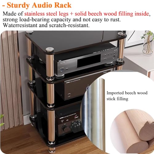 mueble equipo hifi 1 2 3 4 Niveles Equipo De Audio Y Video De Servicio Pesado Rack Receptor Estéreo Gabinete De Componentes, Soporte De Medios Unidad De Almacenamiento De Consola De Juegos, Reproducto - imagen 5