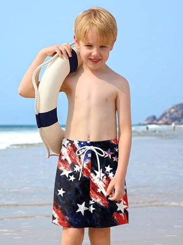 Besserbay Kid Boys July 4Th President's Day Board Shorts Black Red Stars Vintage American Flag Quick Dry Drawstring Swim Trunks 9-10 Years #TOP4