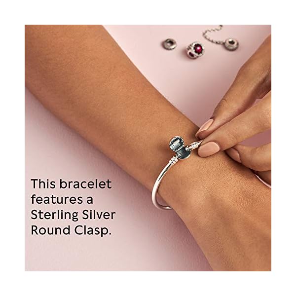 PANDORA-Jewelry-Bangle-Charm-Sterling-Silver-Bracelet Pandora Moments Sterling Silver Ball Clasp Bangle for Women - Compatible Moments Charms - Bangle Charm Bracelet - Gift for Her - 7.5"