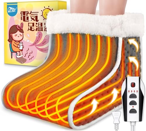 Uner® 足温器 フットウォーマー 足元ヒーター コンセント式 6段階温度調節 タイマー付き 省エネ 電気足入れヒーター 過熱防止機能 速暖 冷え症対策 フットヒーター 洗濯可能 男女兼用 家庭用 オフィス 寮用 PSE認証済 フリーサイズ