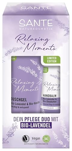 SANTE Naturkosmetik Geschenkset Lavendel Limited Edition (X-Mas), entspannendes Pflege-Duo mit Bio-Lavendel & Vanille, ideal als Geschenk für Weihnachten, Duschgel 200ml & Handbalm 75ml SANTE Naturkosmetik Geschenkset Lavendel Limited Edition (X-Mas), entspannendes Pflege-Duo mit Bio-Lavendel & Vanille, ideal als Geschenk für Weihnachten, Duschgel 200ml & Handbalm 75ml