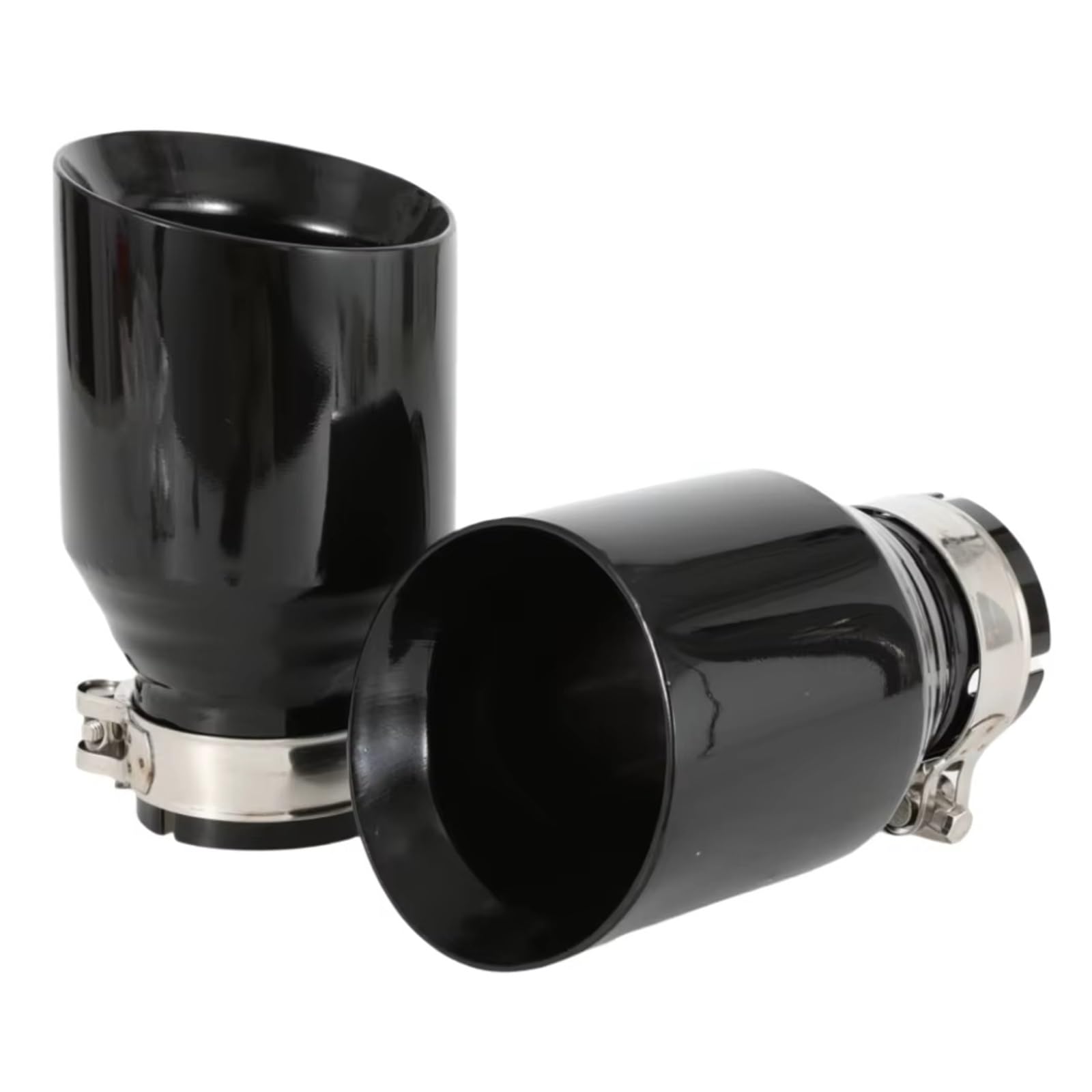 Silenciador Cola Silenciador Escape Acero Inoxidable Negro Para Coche Punta Plana Para Salida Borde Universal Modificado 1 Unidad Car Escape Tubo