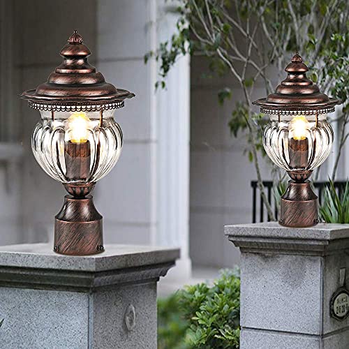 Maxax Outdoor Post Light, Exterior Post Lamp Fixture for Porch,Yard,Pathway, Bronze Finish with Hammered Glass … Maxax Outdoor Post Light, Exterior Post Lamp Fixture for Porch,Yard,Pathway, Bronze Finish with Hammered Glass …