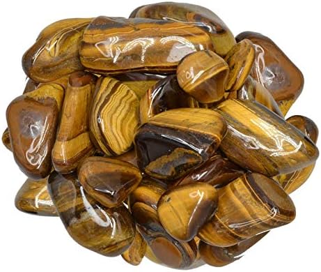 Hypnotic Gems Materials: 2 lbs Golden Tiger Eye Tumbled Stones from Africa - Medium - 1" to 1.25" - Polished Rocks and Gemstones for Art, Crafts, Fountains, Crystal Healing and More!