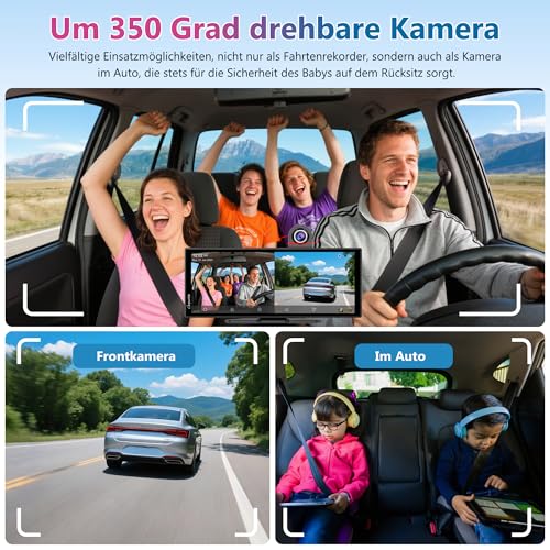Carpuride Tragbares Kabelloses Carplay und Android Auto mit Dashcam-W125A 11,26-Zoll-HD-IPS-Bildschirm, 4K-Frontkamera + 1080P-Rückkamera, Loop-Aufnahme, Bluetooth-Audio, GPS, Siri, Musik – Bild 6