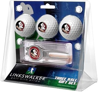 LinksWalker Collegiate Regulation Size 3 Golf Ball Gift Pack with Kool Divot Tool