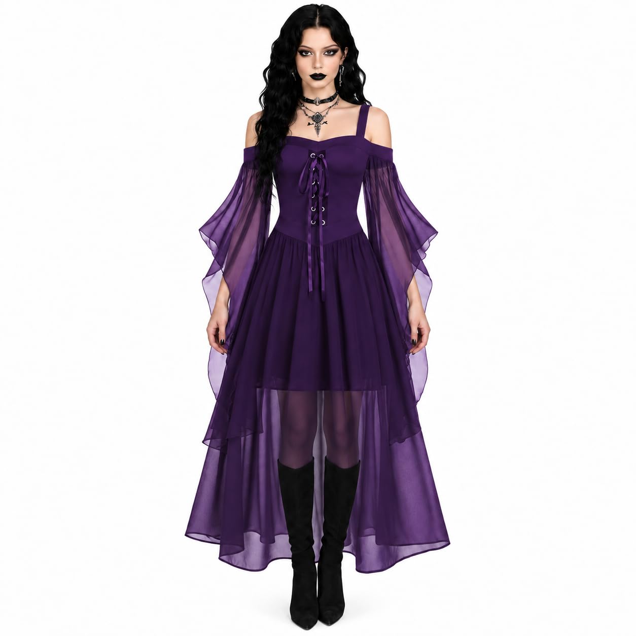 Halloween Costumes Women Adult Dresses Gothic Skeleton Party Vintage Dress — image 1