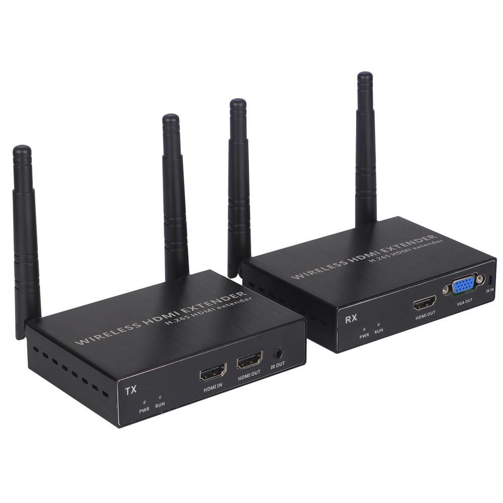 EXVIST 100M 1080P VGA Wireless HDMI Transmitter Receiver Kits W/HDMI & VGA Loop-Out, Up to 328 Feet, IR Support, Suitable for Transmitting from Laptop, PC, YouTube, PS4 to HDTV or Projector