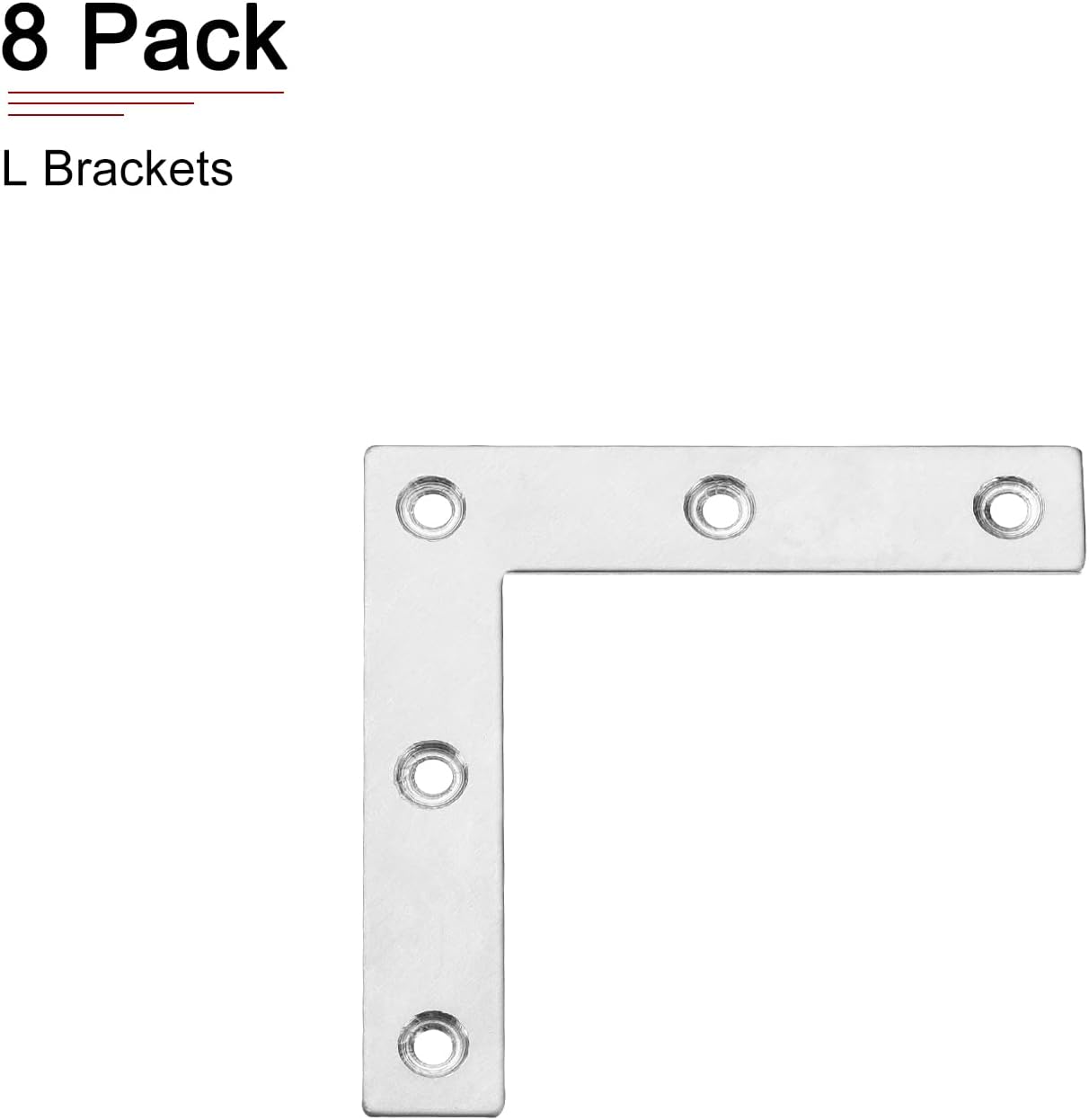 DTGN 3.15"x3.15"(LxW) L Brackets - 8Pack - Good for Furniture Mending Repair - Durable 304 Stainless Steel Fixing Brace Plates - Silver Tone