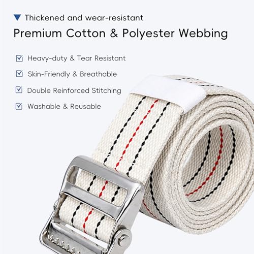 Image of Gait Belt for Seniors 63 Inch with Sturdy Metal Buckle - Adjustable Physical Therapy Strap Transfer & Walking Assist Belt Safety Belt for Elderly Disabled Caregivers, Nurses, Physical Therapists