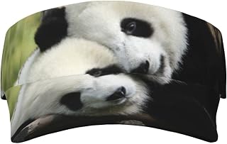 Nature Animals Panda Bears Mammals Printing Visor Hats Men Women Adjustable Sun Visor Caps Empty Top Baseball Cap Sun Visor for Travel,Sports,Climb Black